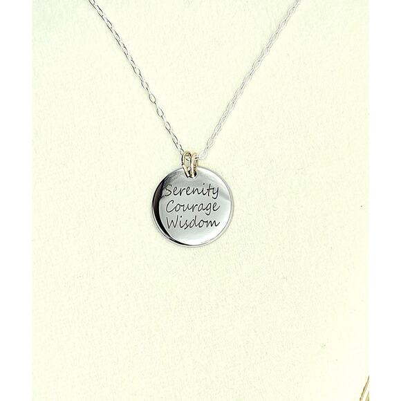Serenity Prayer Necklace Courage Wisdom 12 Step AA NA Recovery Silver-Plated - Picture 2 of 7